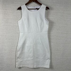 Chadwick's 8 Petite White Denim Sleeveless Midi Dress Structural Capsule Layer